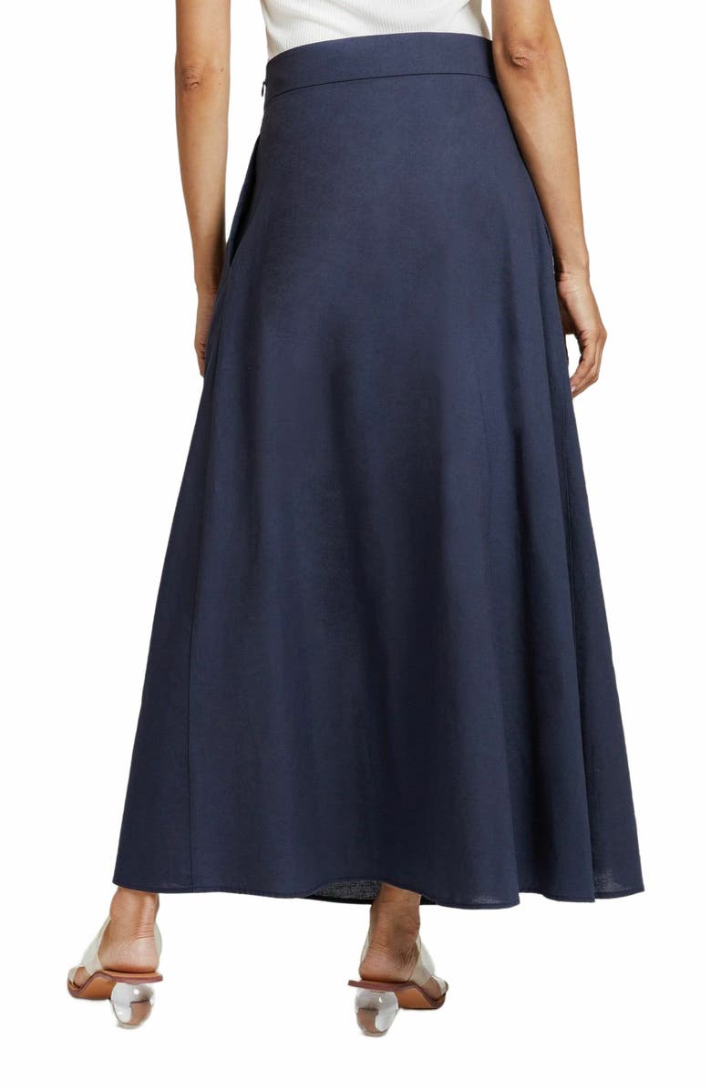 Santorelli DREW A-Line Midi Cotton Skirt with Buttoned Waistband, Alternate, color,