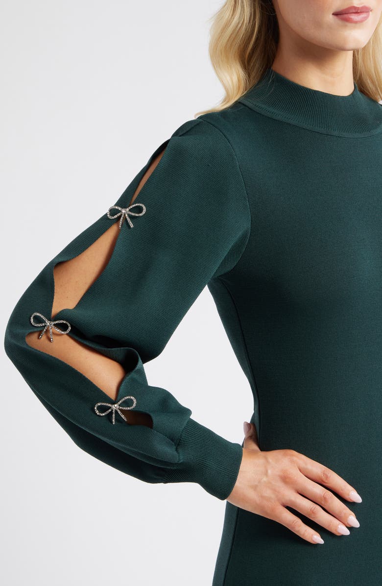 Eliza J Long Sleeve Sweater Dress, Alternate, color, Hunter