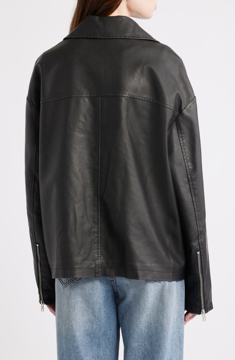 Princess Polly Napolean Faux Leather Jacket, Alternate, color, Black