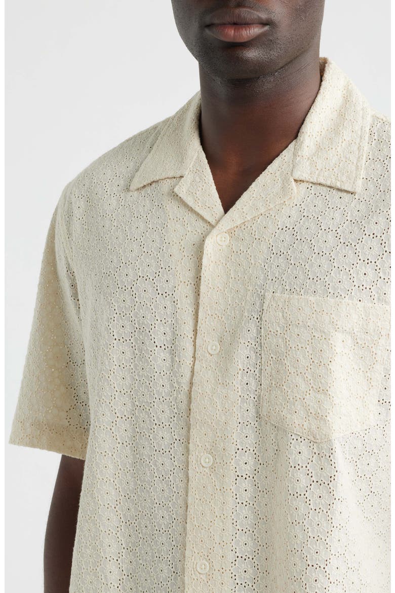 Floral Eyelet Regular Fit Button-Up Shirt, Alternate, color, NATURAL
