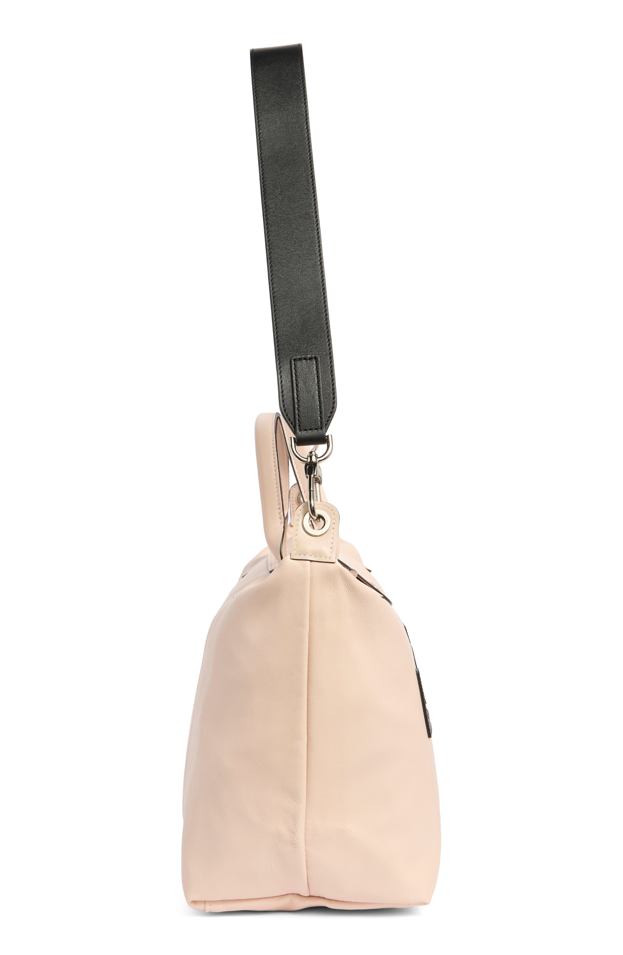 Longchamp Medium Le Pliage Cuir Crossbody Bag, Alternate, color, Pale Pink