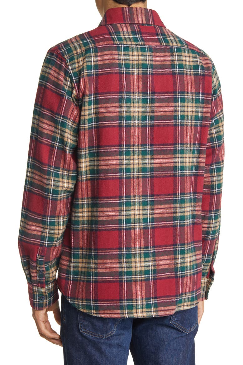 Two-Pocket Long Sleeve Flannel Button-Up Shirt, Alternate, color, BERRY