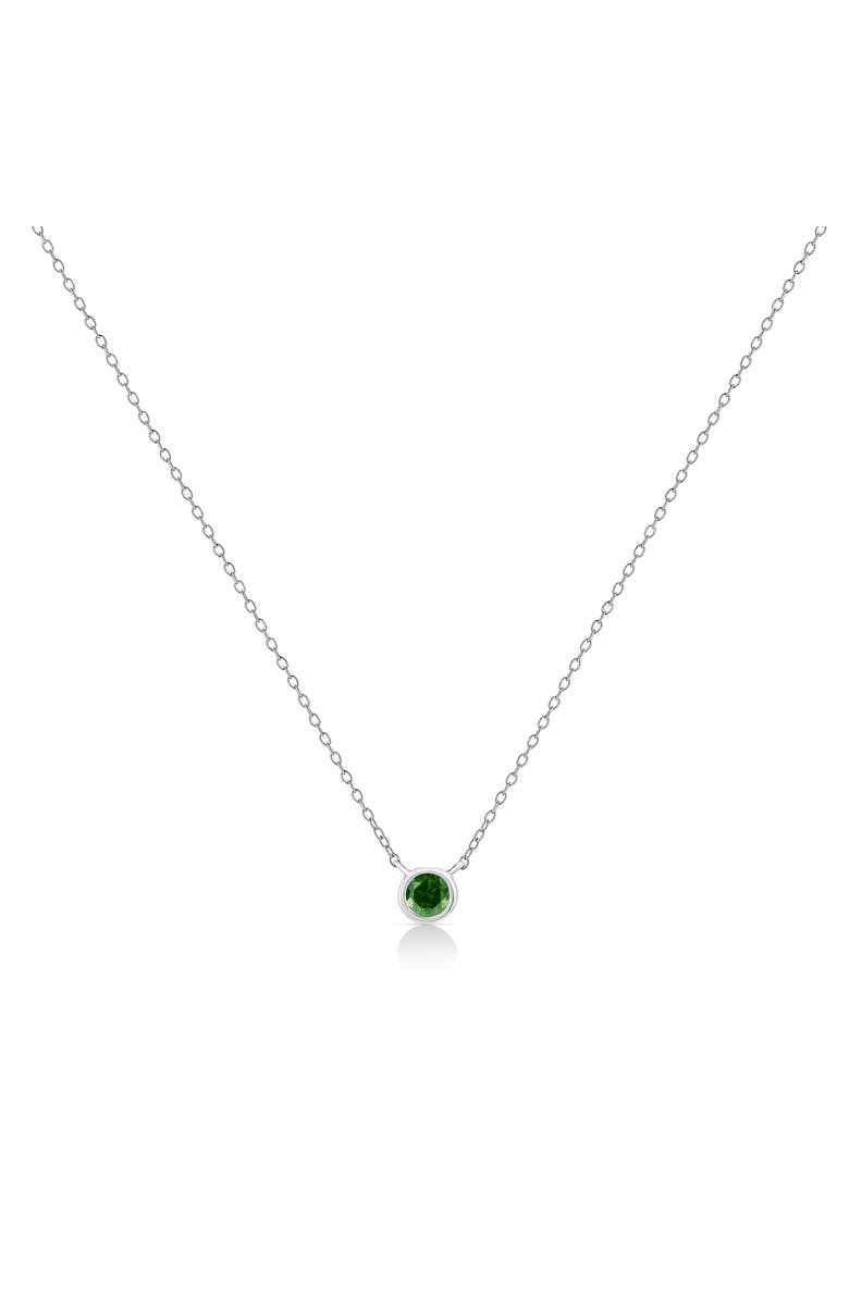 Haus of Brilliance Silver 1/10 Cttw Treated Colored Diamond Suspended Bezel-Set Solitaire Pendant Necklace, Alternate, color, Green Diamond