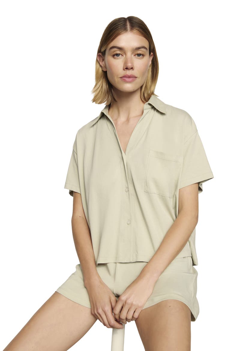 Organic Cotton Relaxed Short Pajamas, Alternate, color, SANDSTONE