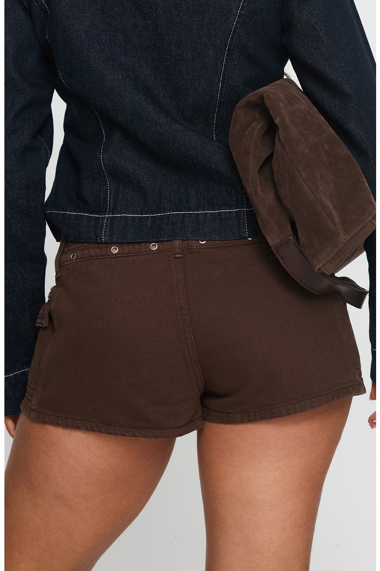 Reno Grommet Cotton Denim Shorts, Alternate, color, BROWN WASH