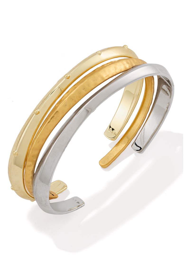 Oakland Set of 3 Cuff Bracelets, Alternate, color, MIXED METAL