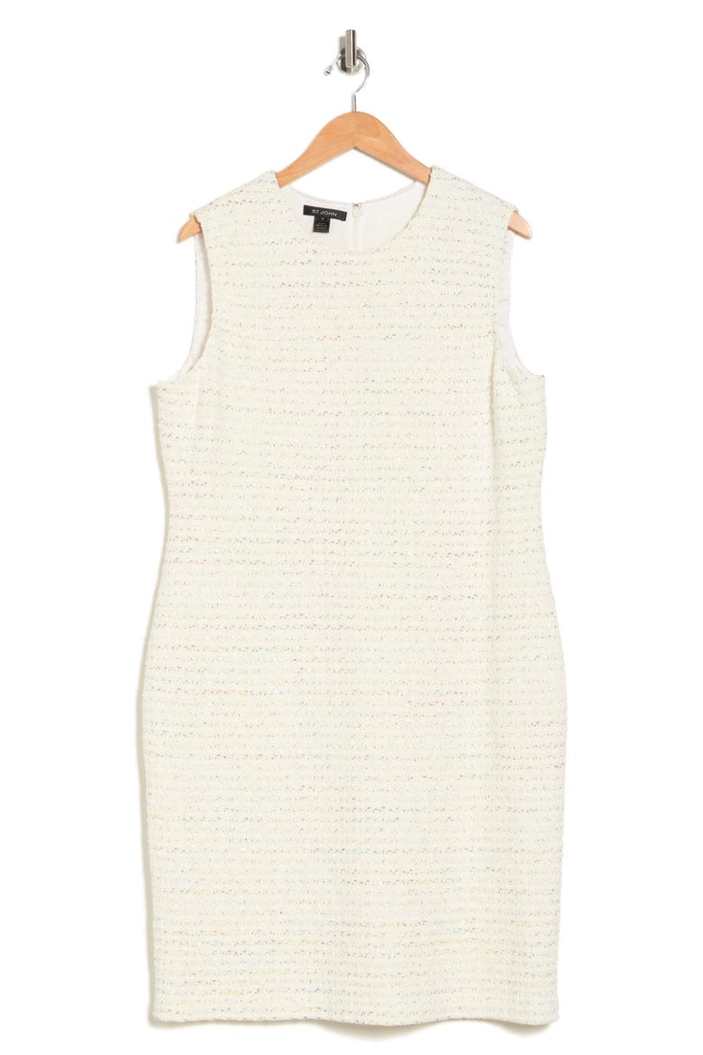 Sequin Tweed Sheath Dress, Main, color, ECRU MULTI