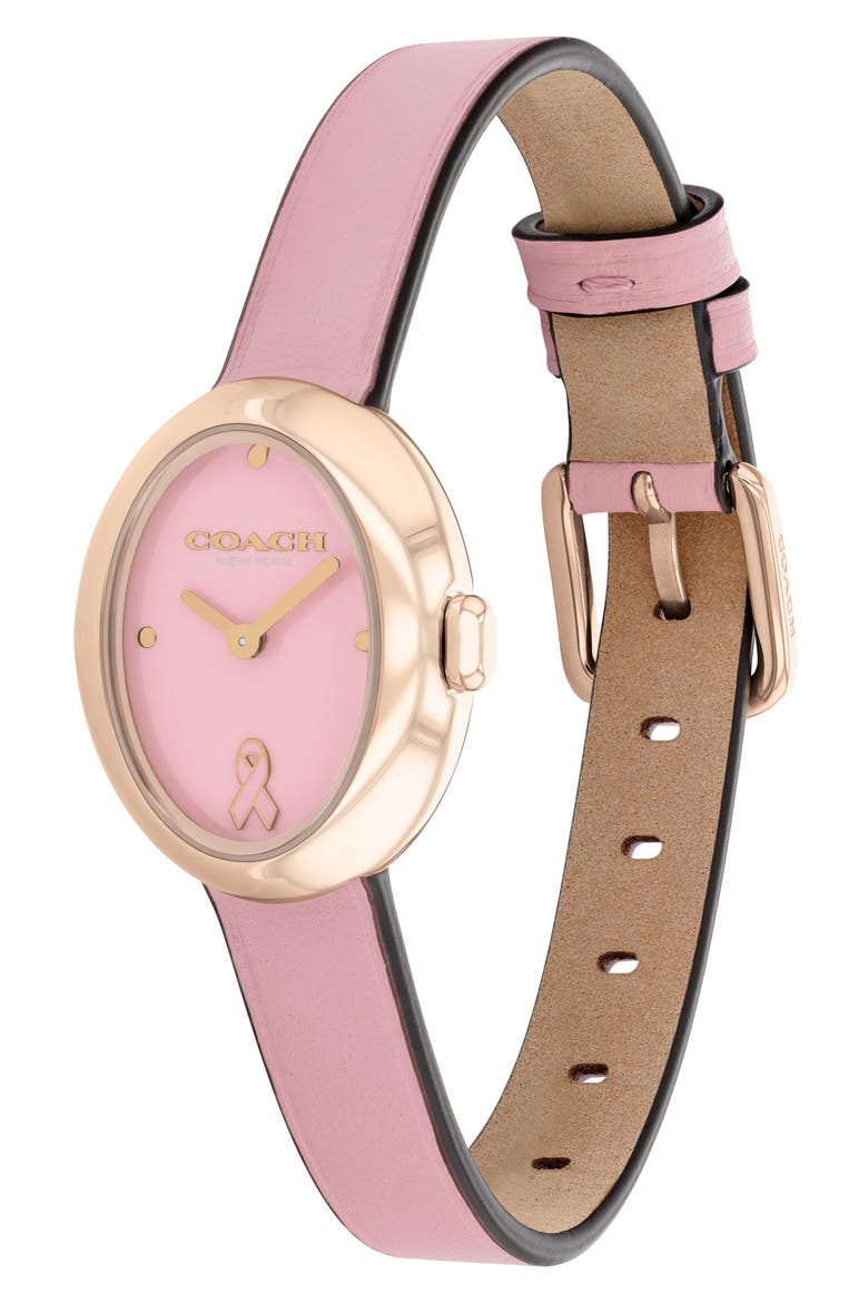 Sammy Leather Strap Watch, 22.5mm, Alternate, color, PINK