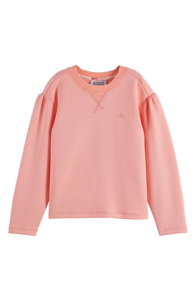 Scotch & Soda Kids' Regular Fit Cotton Crewneck Sweater, Main, color, Apricot Blush