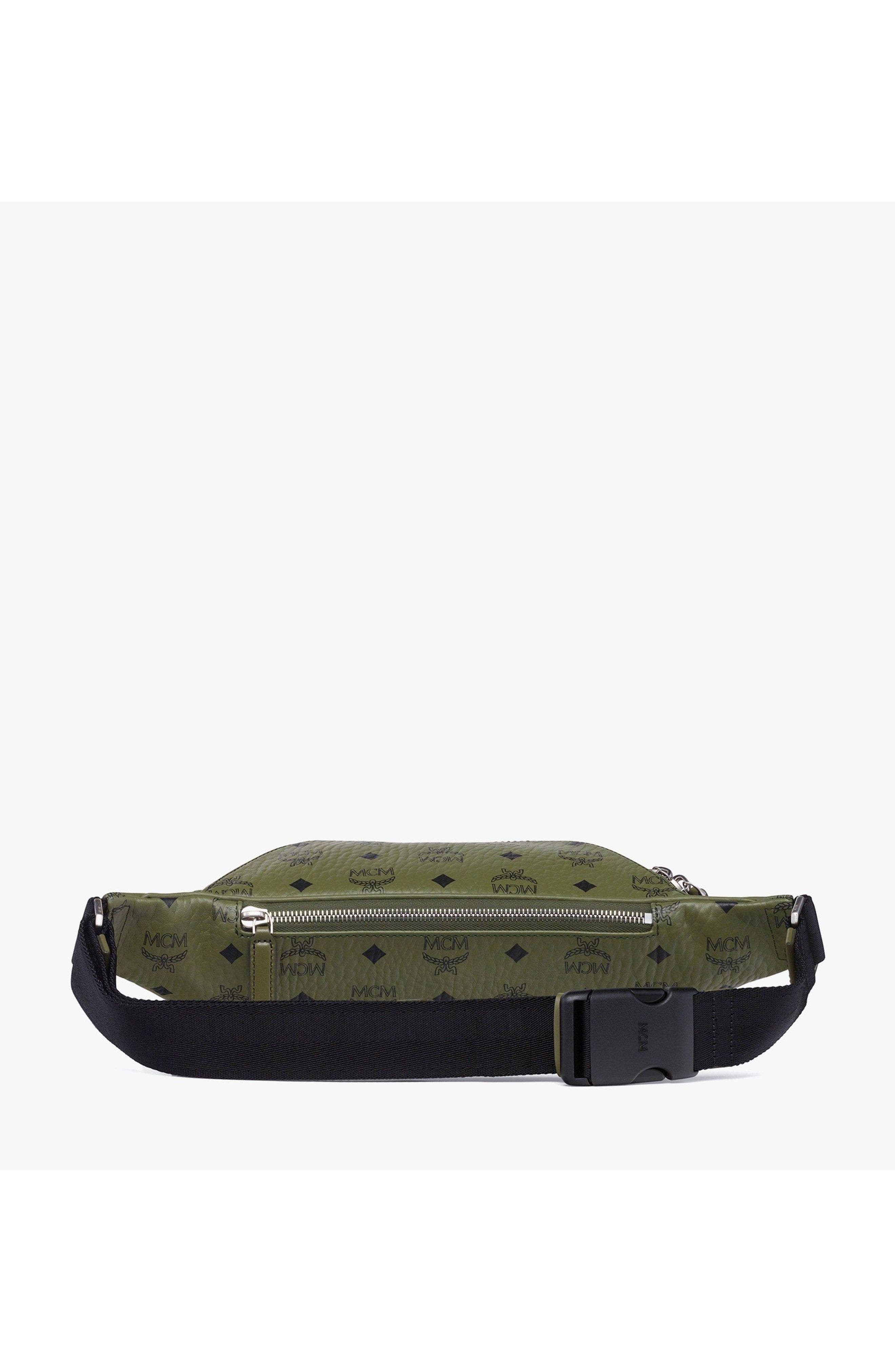 MCM Fursten Belt Bag in Visetos, Alternate, color, Khaki Moss