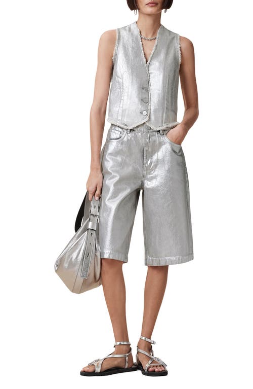 Allsaints Louie Metallic Long Denim Shorts