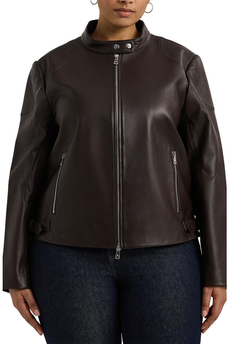 Lambskin Leather Jacket, Main, color, BROWN