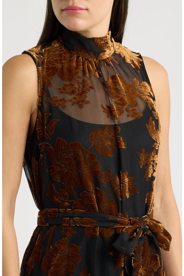 Velvet Burnout Sleeveless Maxi Dress, Alternate, color, BLACK MULTI