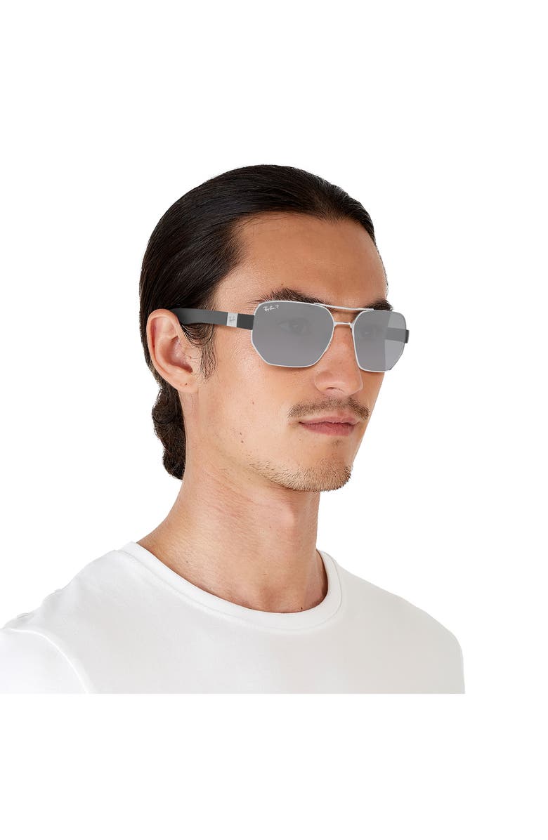 Ray-Ban 60mm Polarized Aviator Sunglasses, Alternate, color,