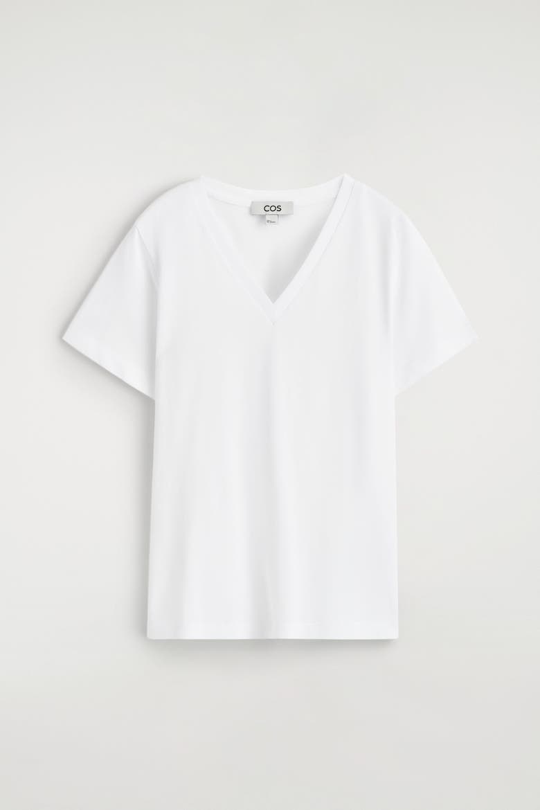 Cotton V-neck T-shirt, Alternate, color, WHITE