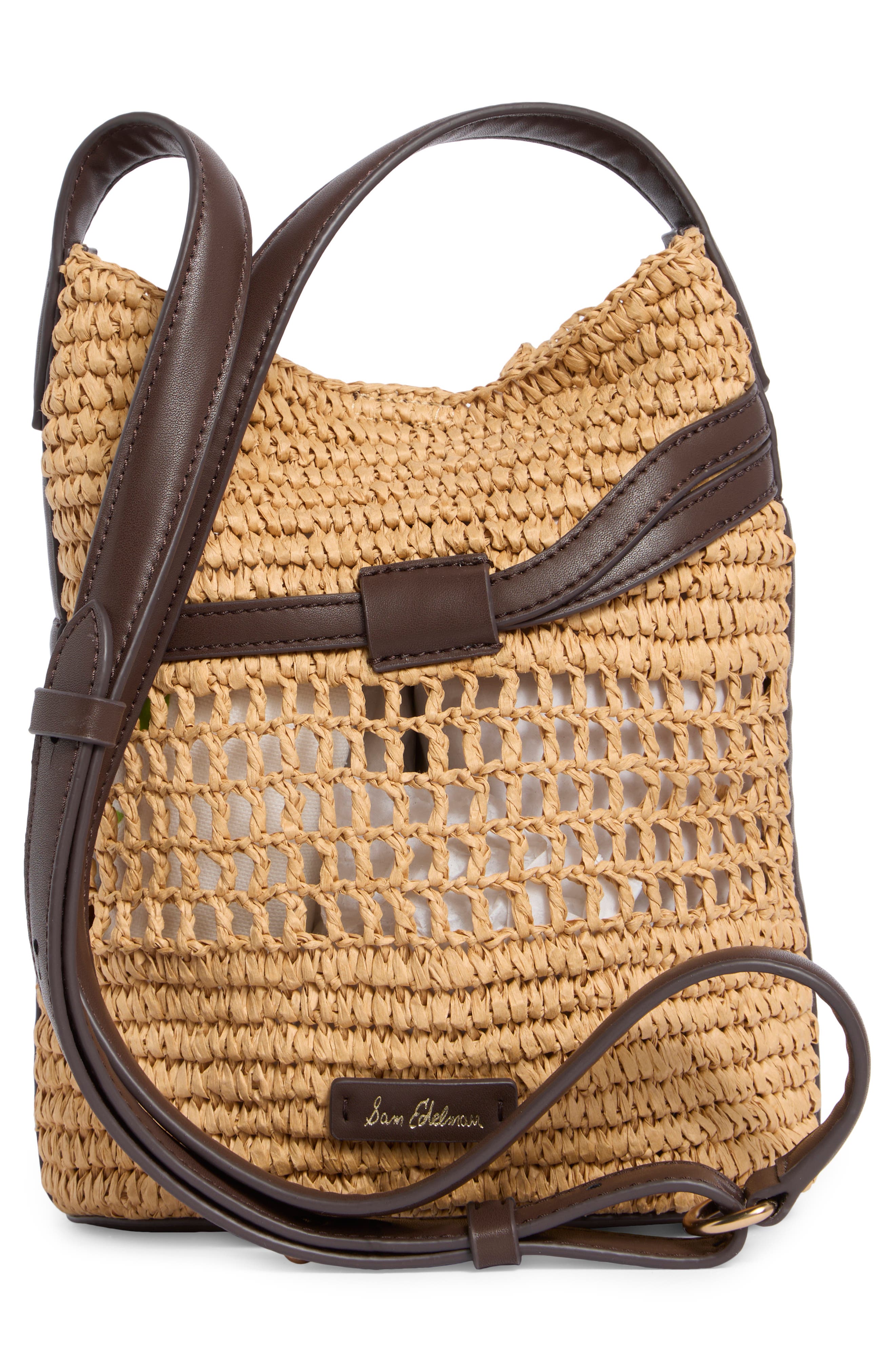Sam Edelman Bex Raffia Crossbody Bag, Alternate, color, Brown Multi