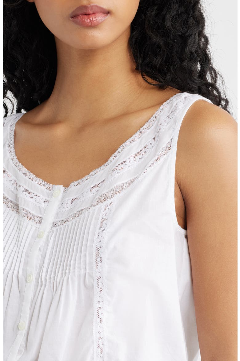 Lace Inset Pintuck Sleeveless Top, Alternate, color, WHITE
