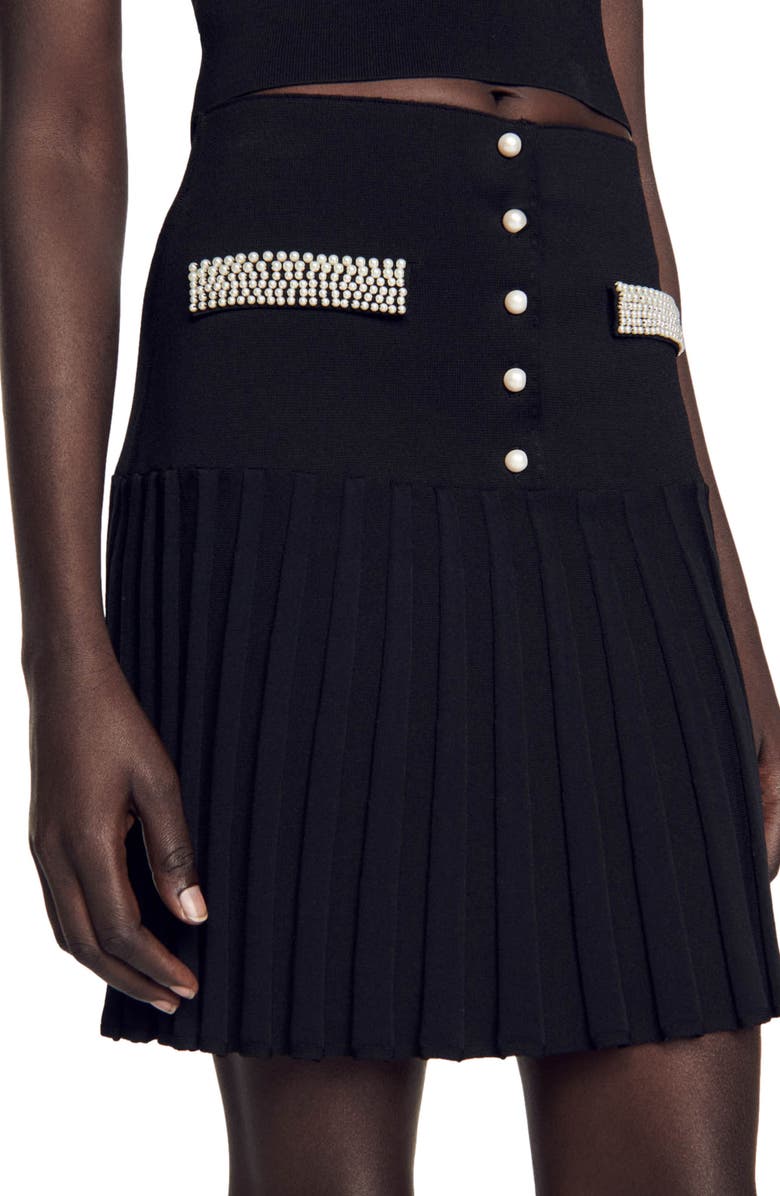 SANDRO Gilda Button Front Knit Skirt, Alternate, color, 