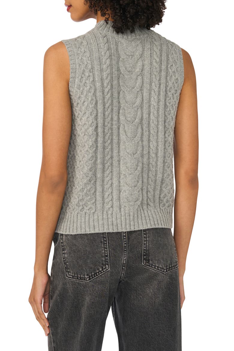 Cable Mock Neck Sweater Vest, Alternate, color, LIGHT HEATHER GREY