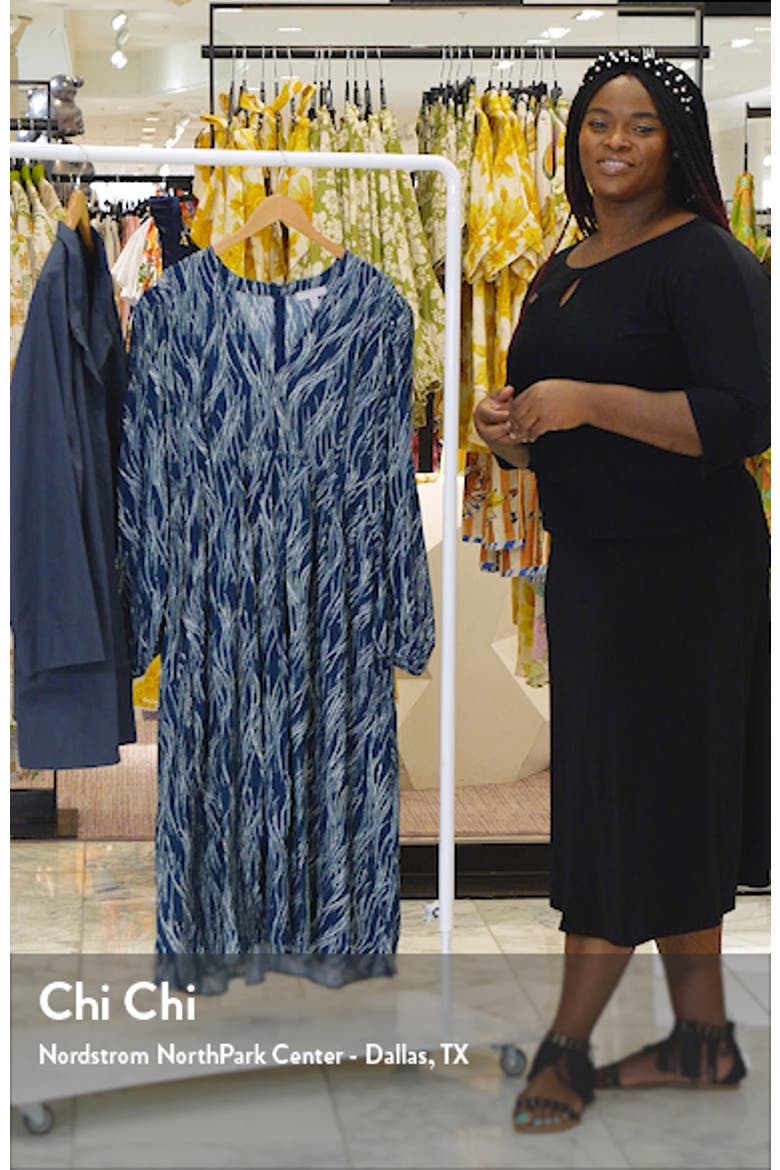 Pleat Puff Shoulder Long Sleeve Dress video