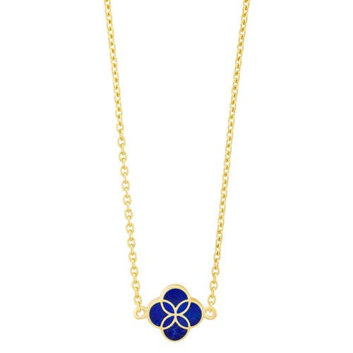 Jan Leslie Sterling With 18k Gold Overlay And Gemstones Single Petal Station Necklace In Blue