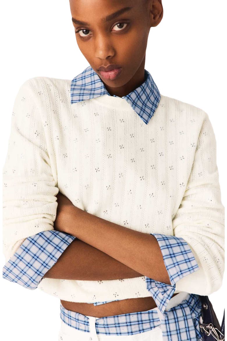 Rhinestone-front cardigan, Alternate, color, Ecru