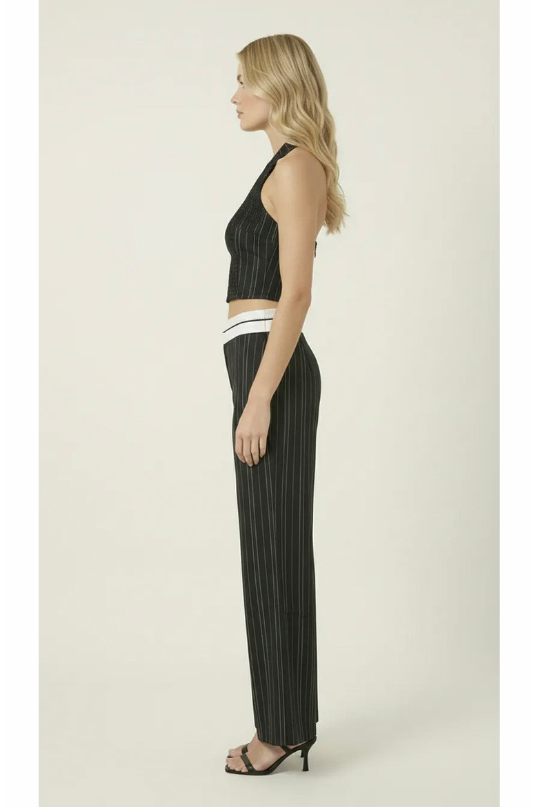 Pinstripe Halter Vest and Wide Leg Pants Set, Alternate, color, Black Pinstripe