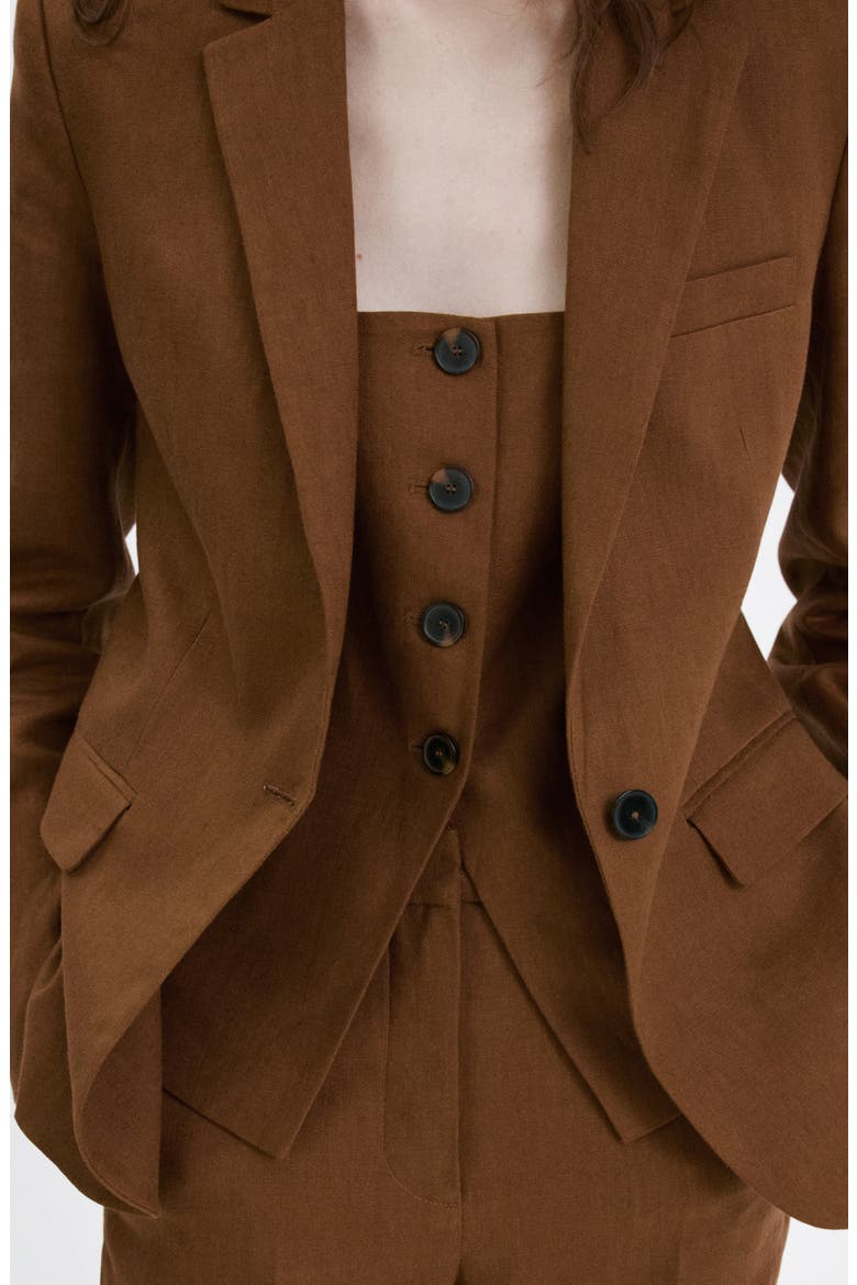Linen Suit Blazer, Alternate, color, BROWN