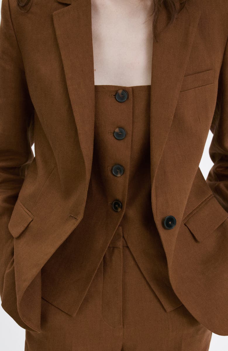 MANGO Linen Suit Blazer, Alternate, color, Brown
