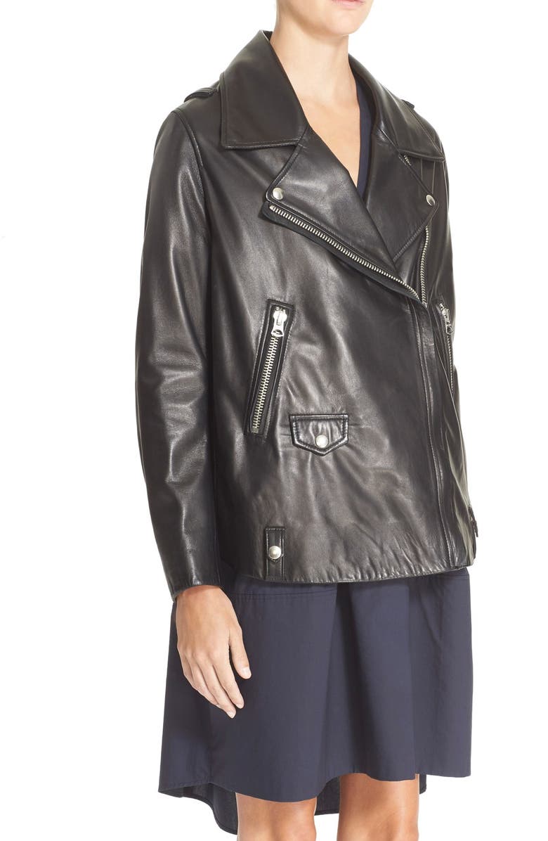 Acne Studios 'Swift' Lambskin Leather Moto Jacket, Alternate, color, 
