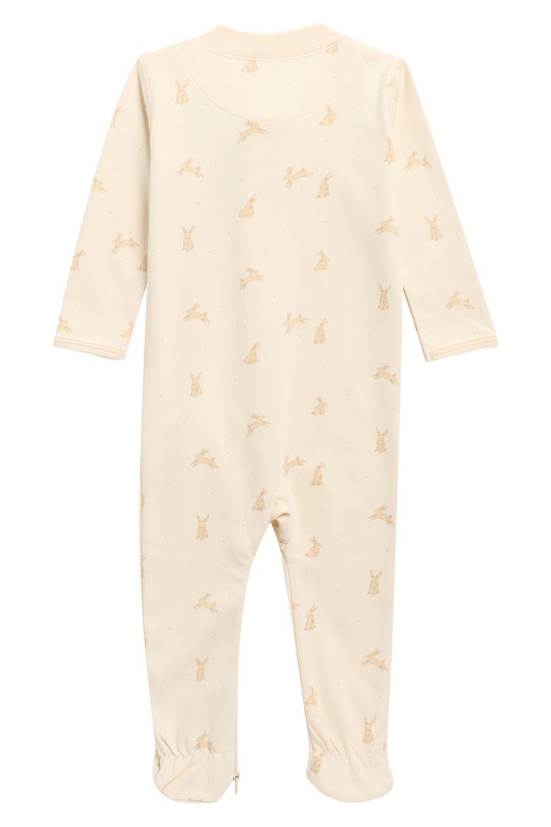 Print Organic Cotton Zip Footie, Alternate, color, NATURAL
