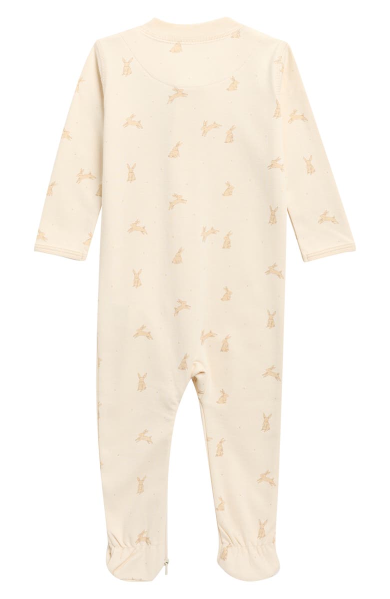 QUINCY MAE Print Organic Cotton Zip Footie, Alternate, color, Natural