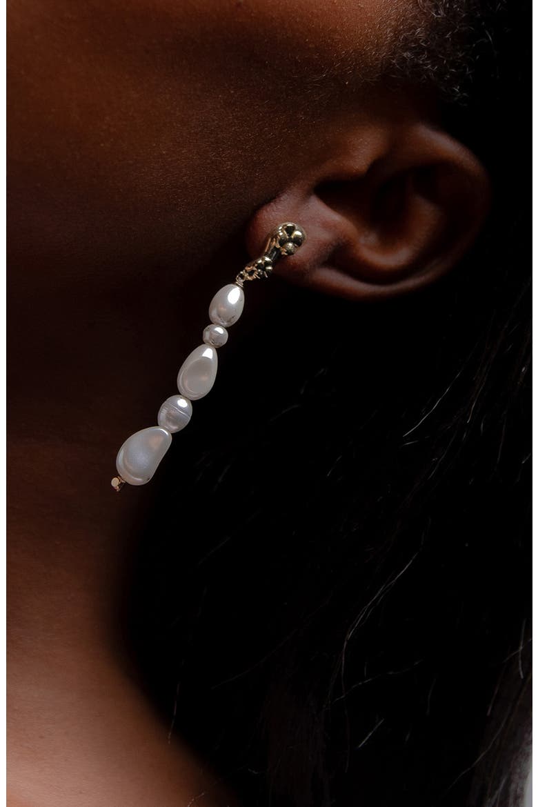 Pearl Eclo Drop Earrings in Gold, Alternate, color, Gold