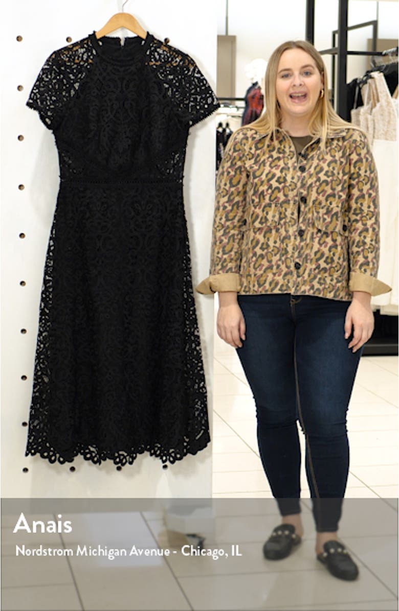 Short Sleeve A-Line Lace Midi Dress, sales video thumbnail