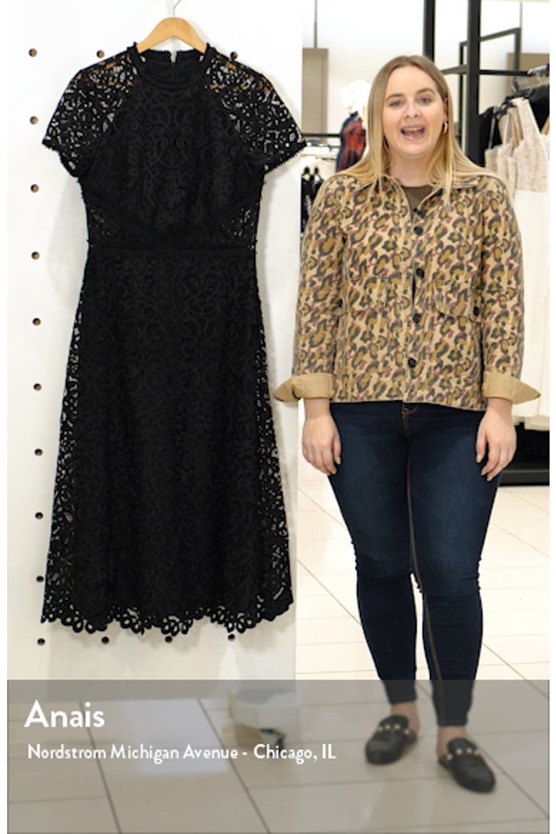 Short Sleeve A-Line Lace Midi Dress video