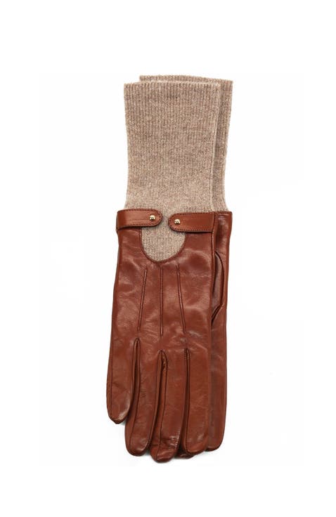 Leather gloves with studs and knit cuff