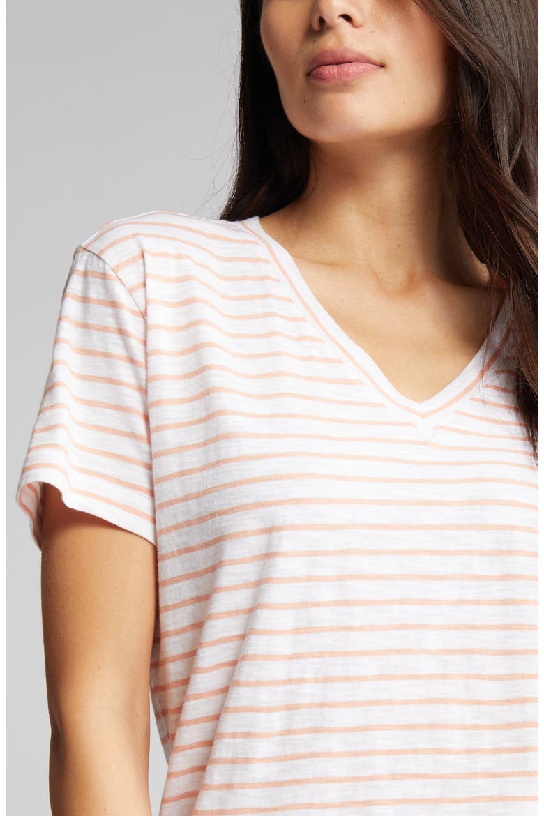 Easy Short Sleeve T-Shirt, Alternate, color, WHITE- CORAL NORTHSHORE STRIPE