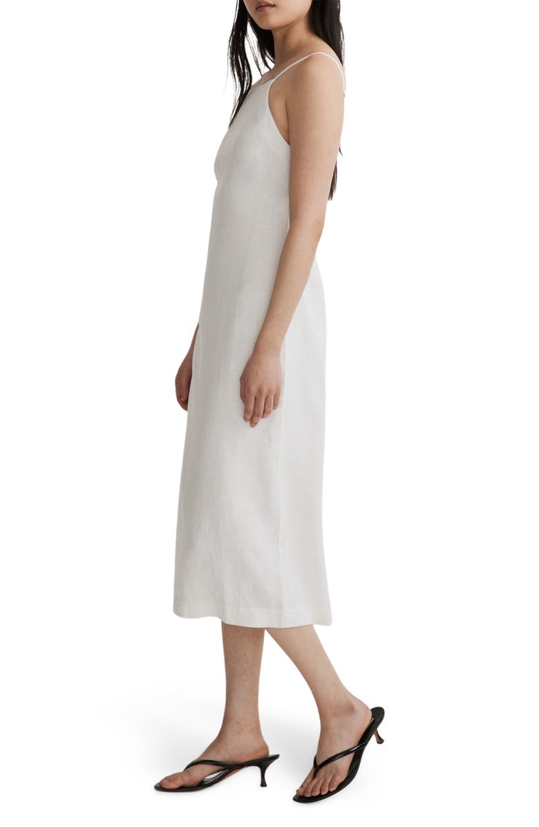 Madewell Square Neck Linen Midi Dress, Alternate, color,