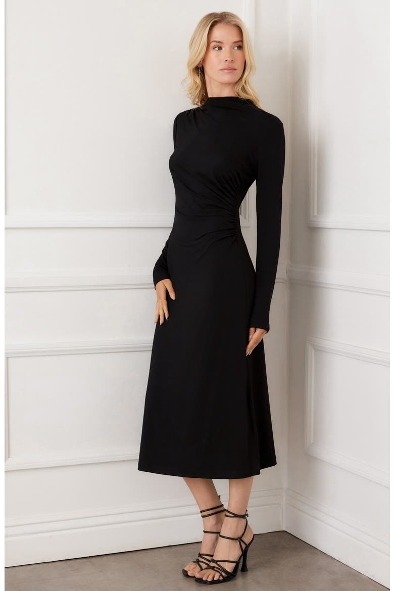 Elise Long Sleeve Jersey Dress, Alternate, color, BLACK