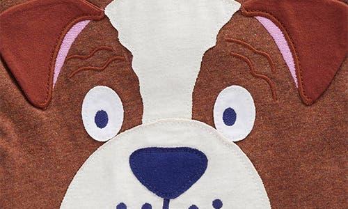 Boden Kids' Fun Appliqué Long Sleeve Cotton T-shirt In Brown