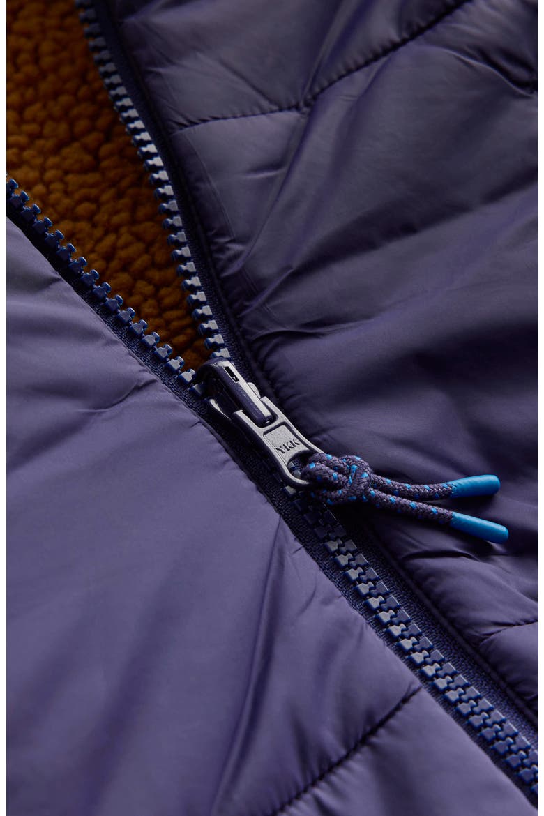 Kids' Reversible Fleece Hooded Jacket, Alternate, color, BROWN/ COLLEGE NAVY