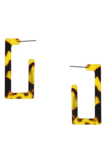 Olivia Welles Maya Resin Rectangular Hoop Earrings In Gold-brown