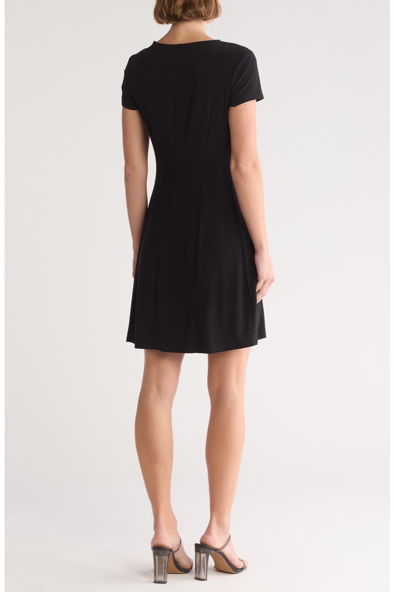 Faux Leather A-Line Dress, Alternate, color, BLACK
