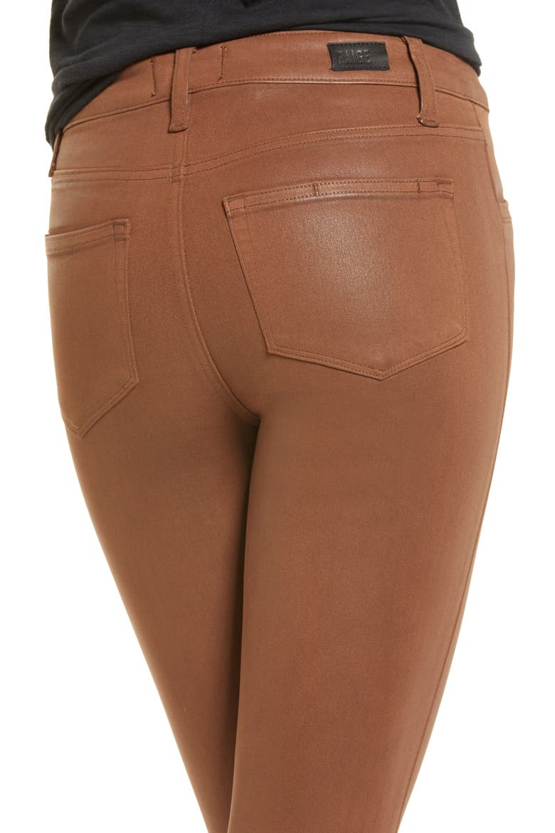 Hoxton High Waist Ankle Skinny Jeans, Alternate, color, COGNAC LUXE COATING
