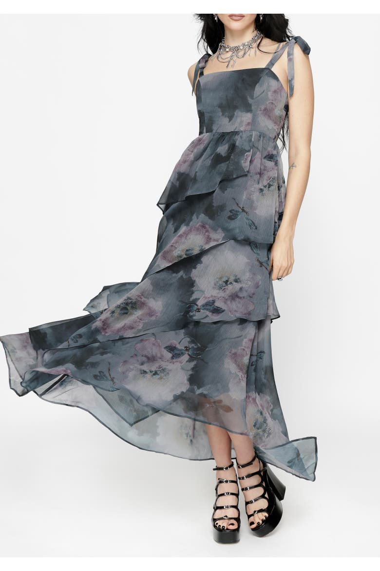 Ophelie Chiffon Tiered Maxi Dress, Main, color, Grey