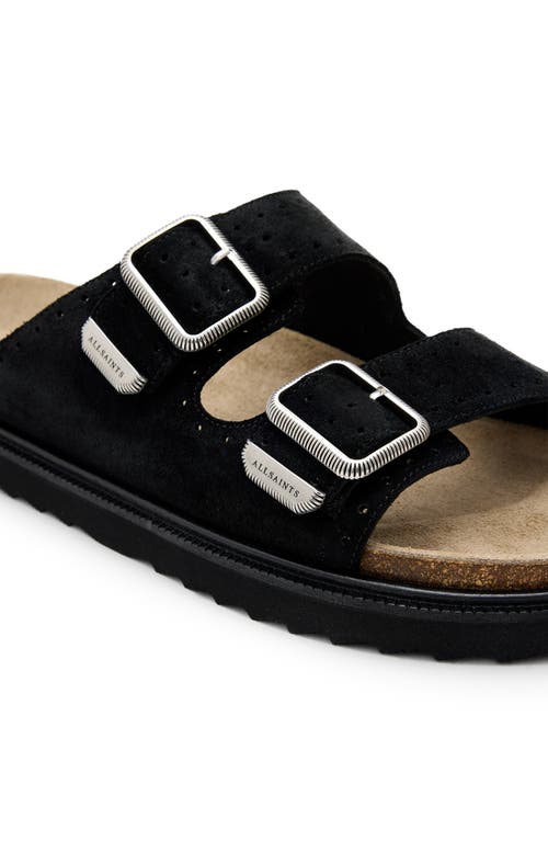 Allsaints Randal Buckled Suede Sandals In Black