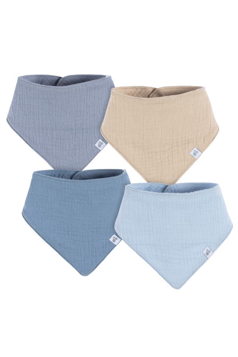 Muslin Bandana Bibs 4-Pack Blues, Main, color, Blues