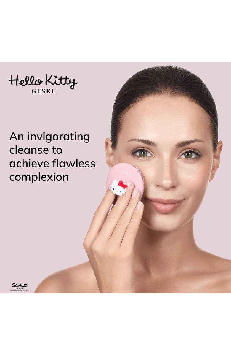 GESKE Hello Kitty SmartAppGuided Facial Brush with Handle | 3 in 1, Alternate, color, Hello Kitty Pink