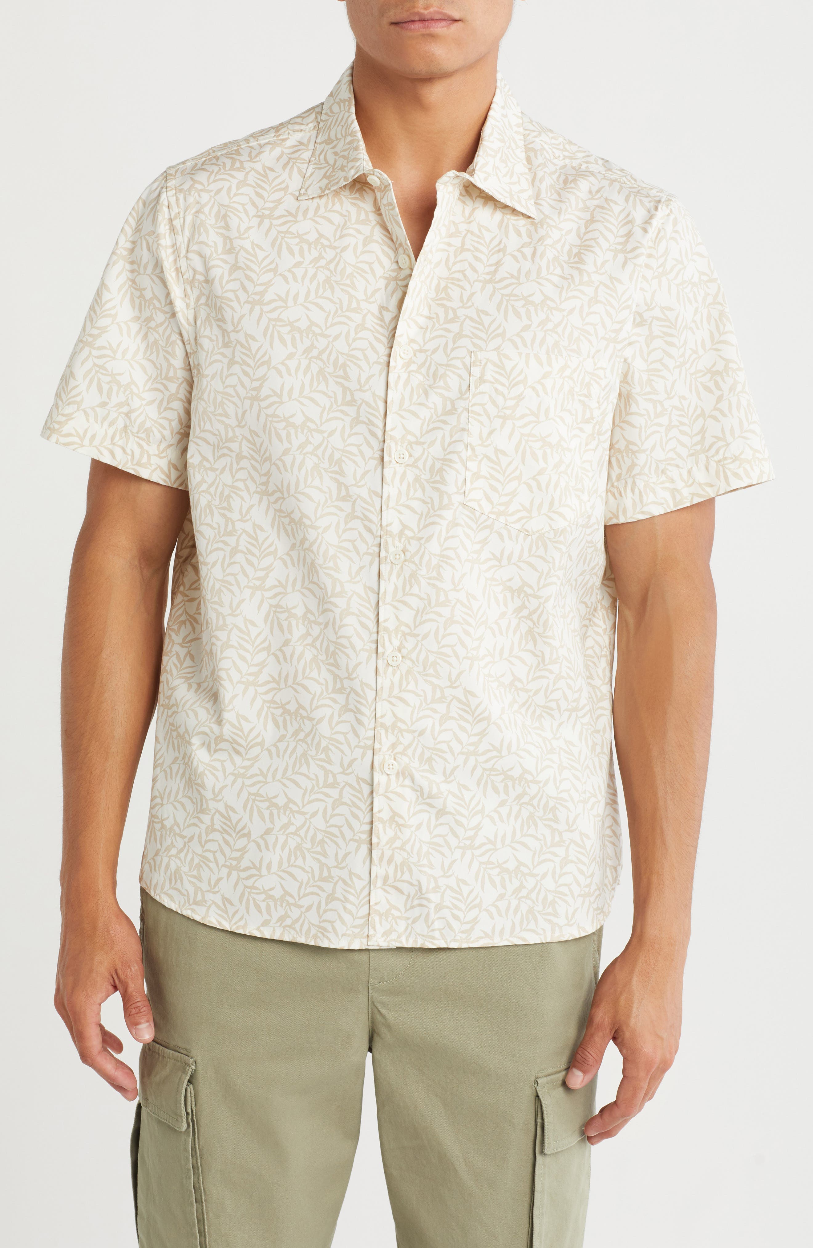 NORDSTROM RACK Short Sleeve Cotton Poplin Button-Up Shirt