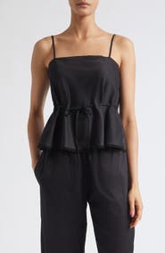 LESET Yoko Lace Trim Tie Waist Tank Top